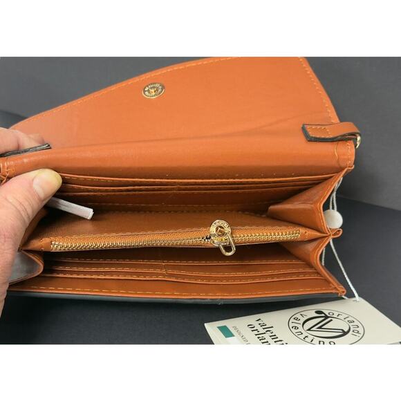 Valentino Orlando Crossbody Handbag Two Tone Brown 5" X 7.5" Guitar Strap NWT - Picture 5 of 5